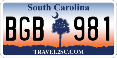 SC license plate BGB981