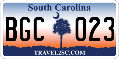 SC license plate BGC023