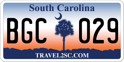 SC license plate BGC029