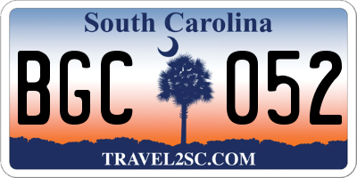 SC license plate BGC052