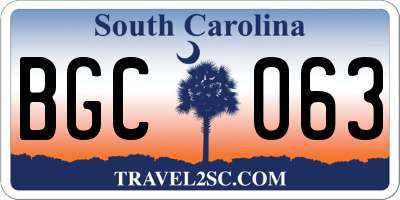 SC license plate BGC063