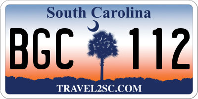 SC license plate BGC112