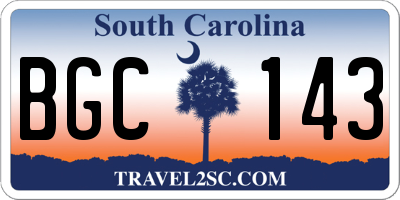 SC license plate BGC143