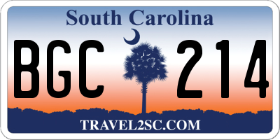 SC license plate BGC214