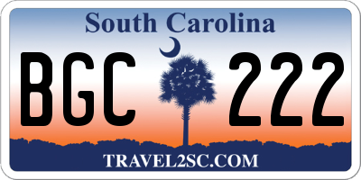 SC license plate BGC222
