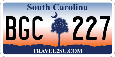 SC license plate BGC227