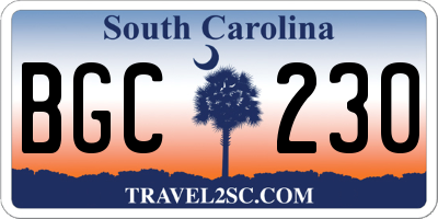 SC license plate BGC230