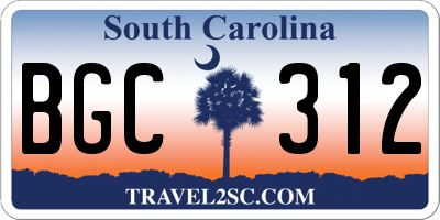 SC license plate BGC312