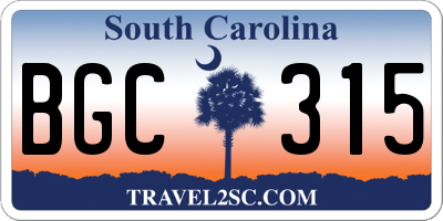 SC license plate BGC315