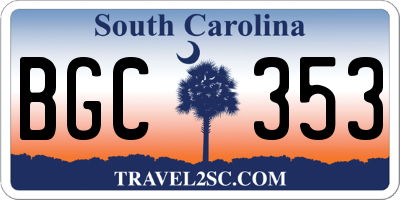 SC license plate BGC353