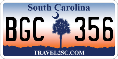 SC license plate BGC356