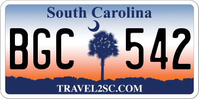 SC license plate BGC542