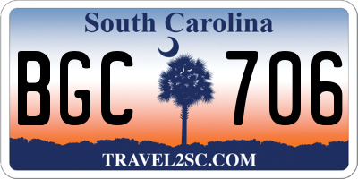 SC license plate BGC706
