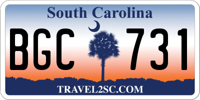 SC license plate BGC731
