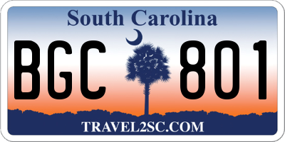 SC license plate BGC801