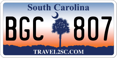 SC license plate BGC807