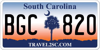 SC license plate BGC820