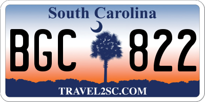 SC license plate BGC822