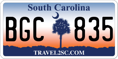 SC license plate BGC835