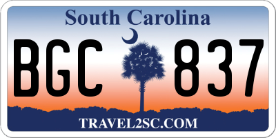 SC license plate BGC837