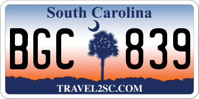 SC license plate BGC839