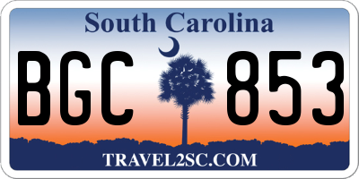 SC license plate BGC853