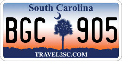 SC license plate BGC905