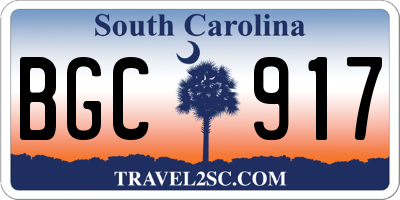 SC license plate BGC917