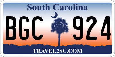 SC license plate BGC924
