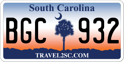 SC license plate BGC932