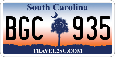 SC license plate BGC935