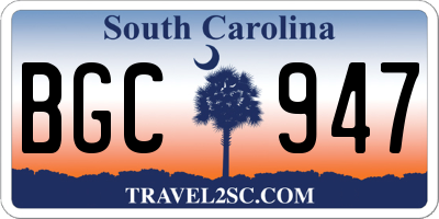 SC license plate BGC947