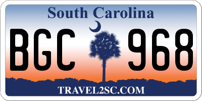 SC license plate BGC968