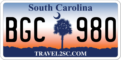 SC license plate BGC980