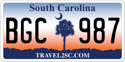 SC license plate BGC987