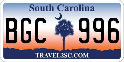 SC license plate BGC996