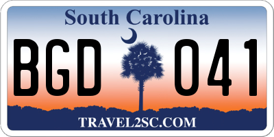 SC license plate BGD041