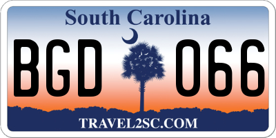 SC license plate BGD066