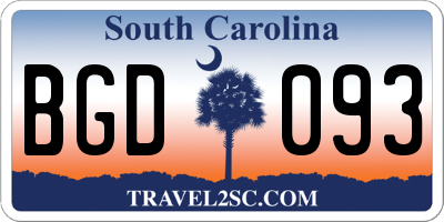 SC license plate BGD093