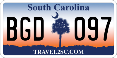SC license plate BGD097