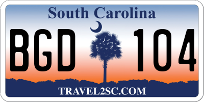 SC license plate BGD104