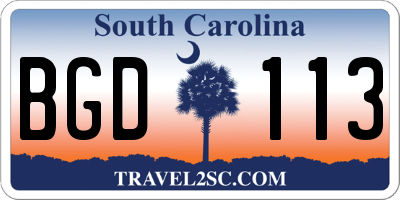 SC license plate BGD113