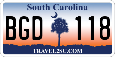 SC license plate BGD118
