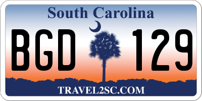 SC license plate BGD129