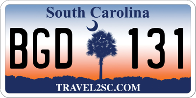SC license plate BGD131