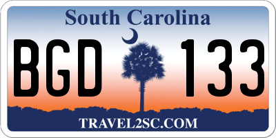 SC license plate BGD133