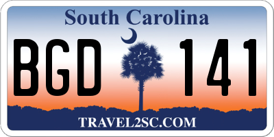 SC license plate BGD141