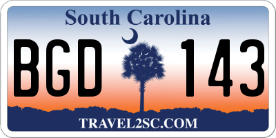 SC license plate BGD143
