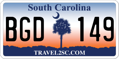 SC license plate BGD149