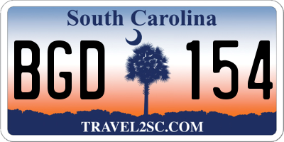 SC license plate BGD154